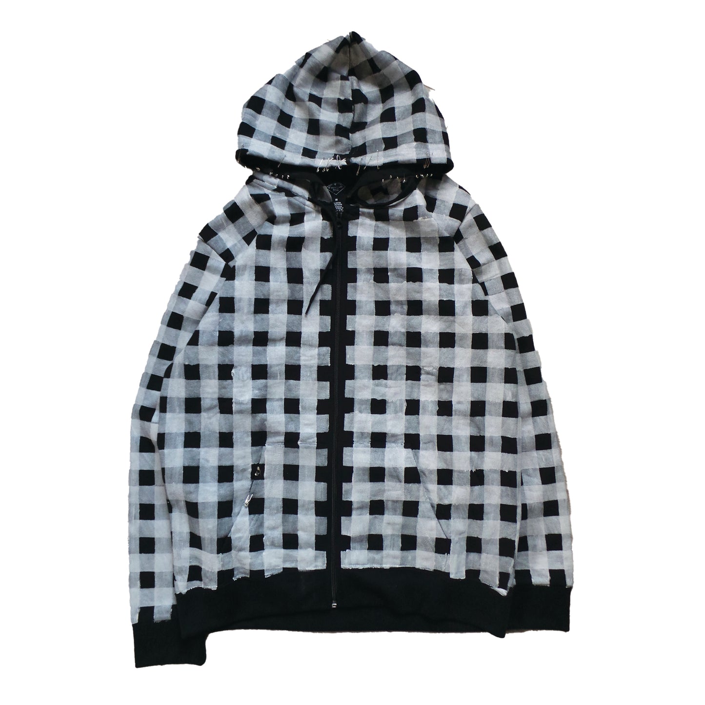 HAND PAINTED PLAID HOODIE