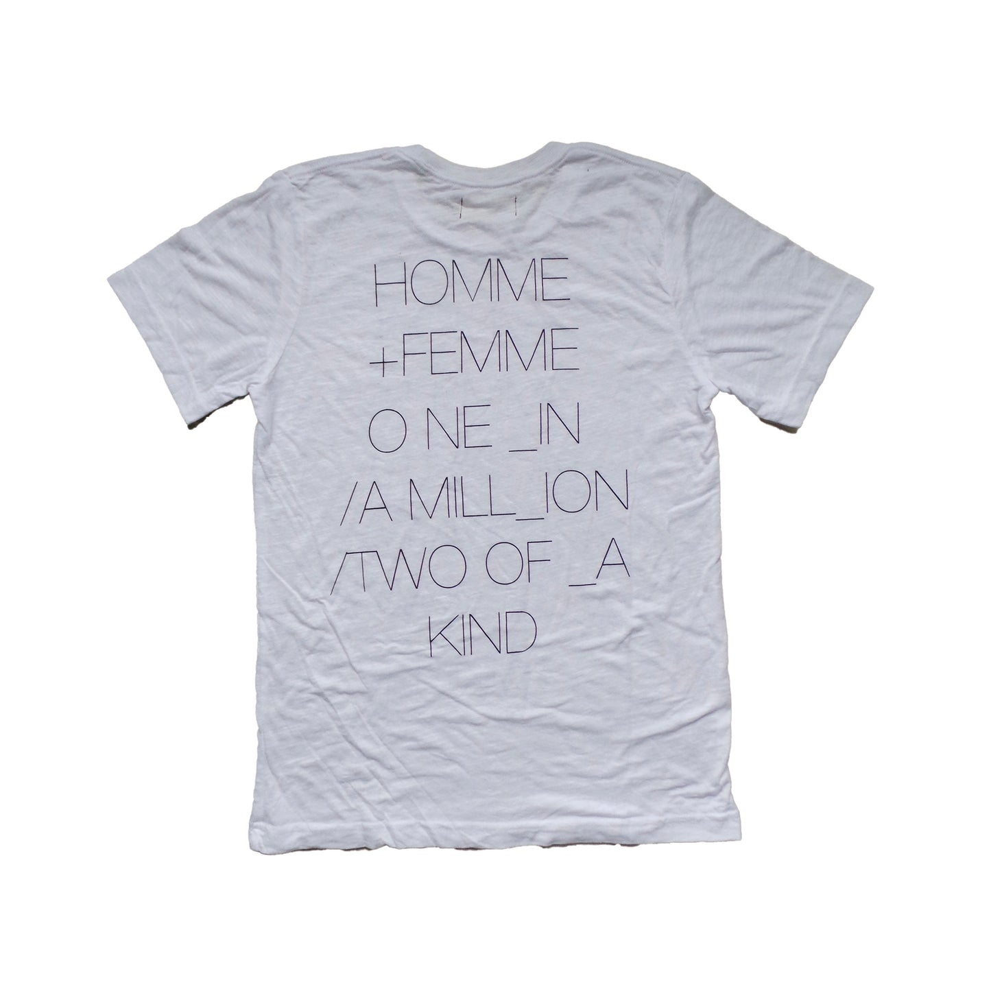 "INVERSE" HOMME + FEMME SIMPLE TEXT TEE